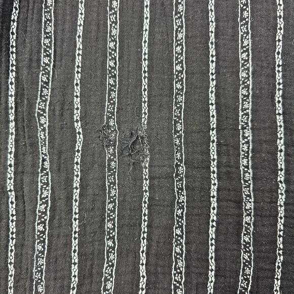 Garnet Hill Shirt Womens 12 Black Peasant Lightweight Striped Organic Cotton - Picture 5 of 7